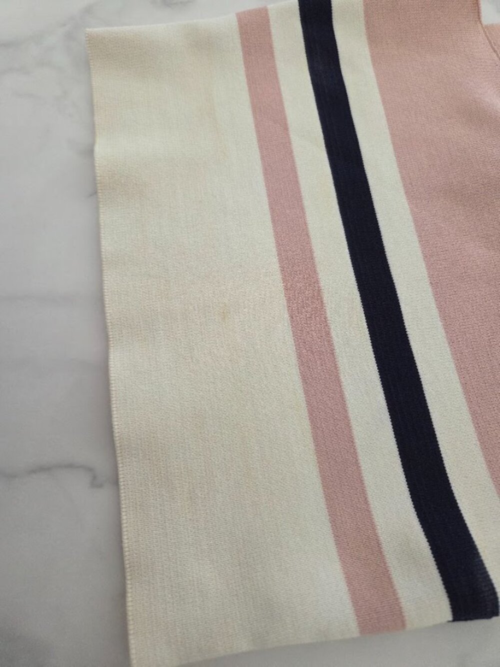 Pink Cream Navy Striped Knit Square Neck Crop Tank Top Size XS - Picture 6 of 16